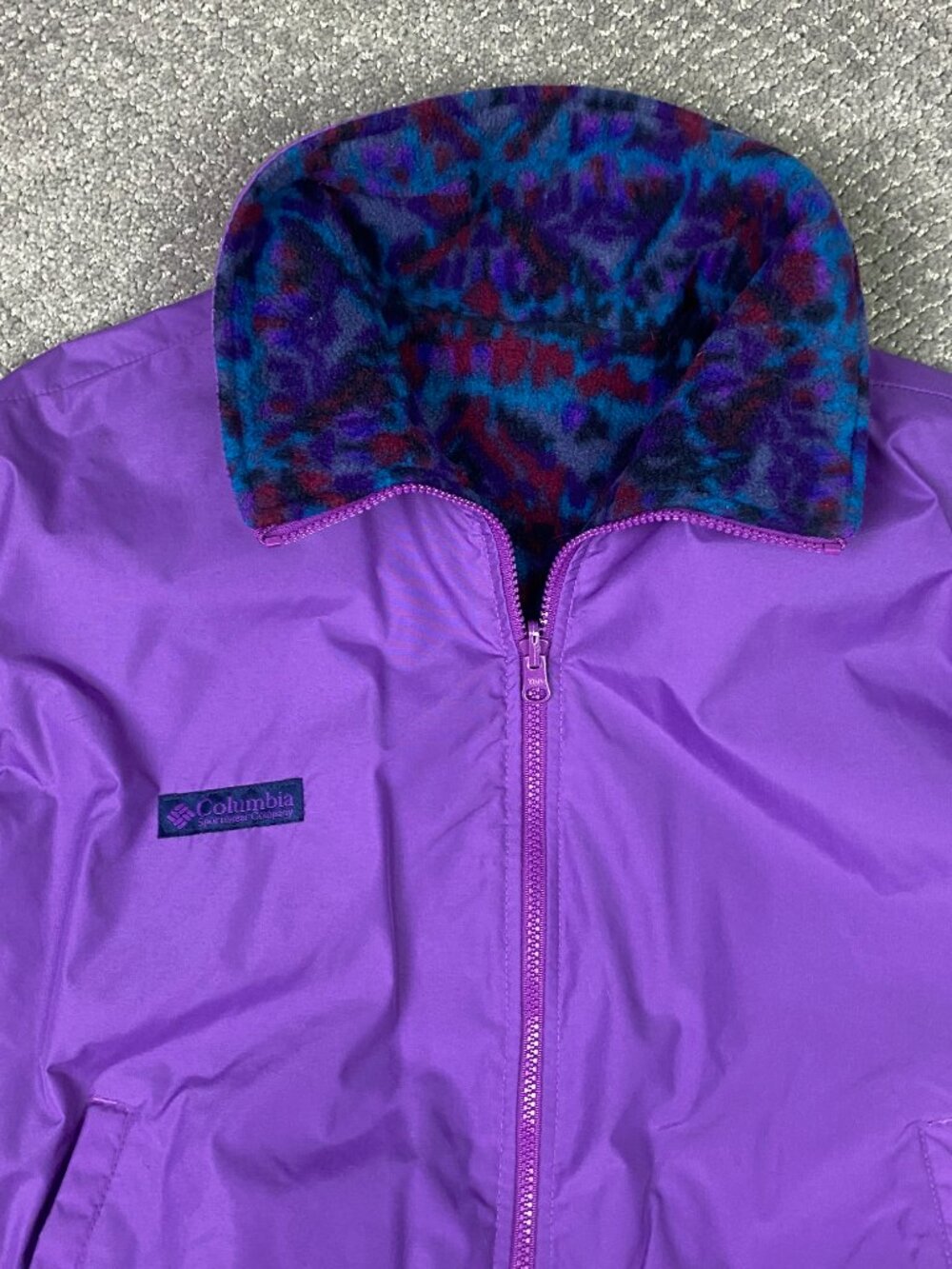 Vintage Columbia Vest Womens XL Purple Reversible Fleece Aztec Southwestern 90s - Picture 5 of 11